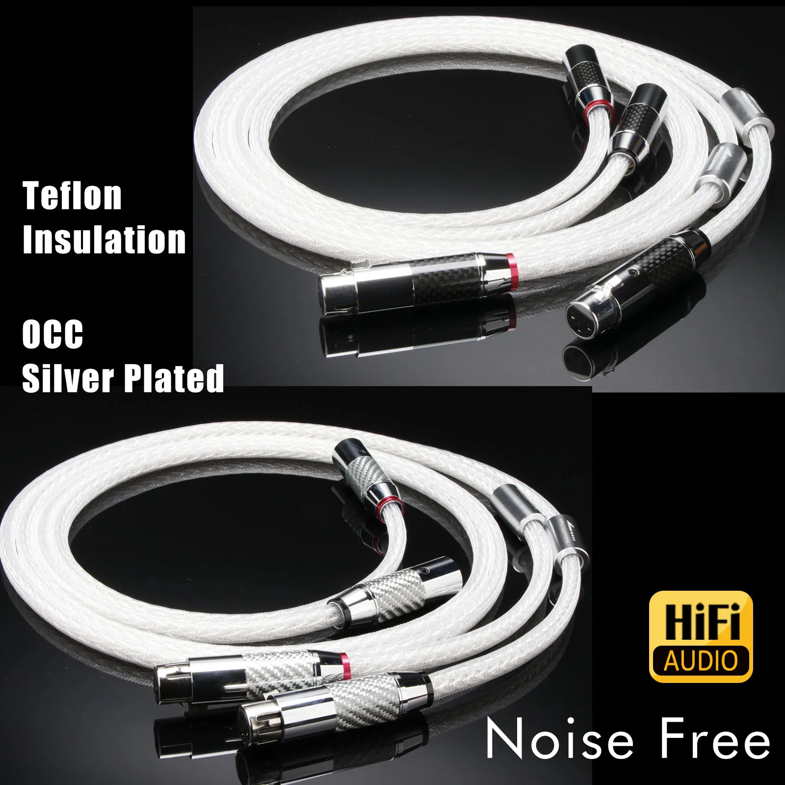 Pair 7N OCC Silver Plated XLR Cable XLR Balanced Cable to RCA Signal Cable with Net Protective for Mixer Amplifier