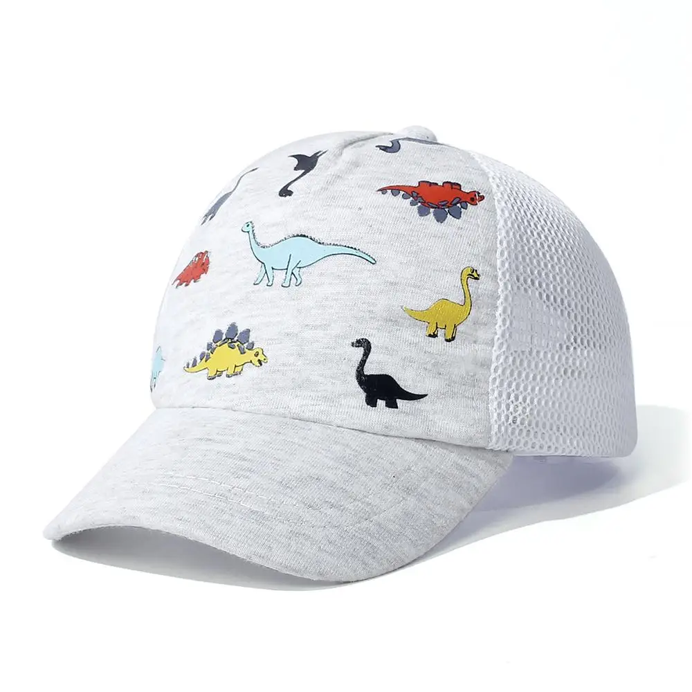 Adjustable Toddler Baseball Hat Quick Drying 1-5Years Sun Protection Baby Cap Dinosaur Printed Mesh Baseball Hat for Boys Girls