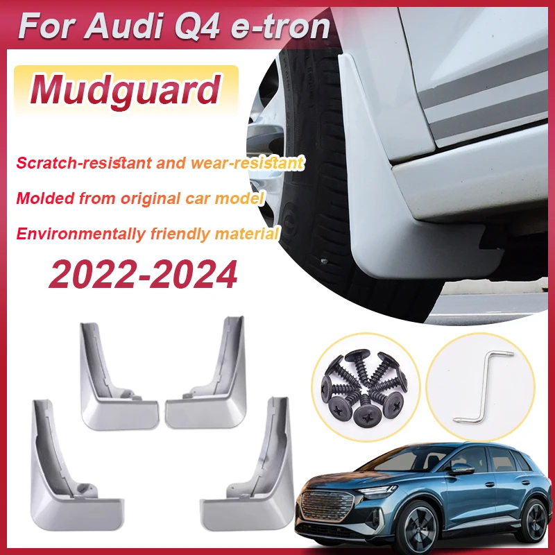 

4 шт. автомобильные брызговики для Audi Q4 e-tron, комплект кузова, аксессуары 2022-2024, брызговики, спойлер, расширители крыльев, автомобильные аксессуары