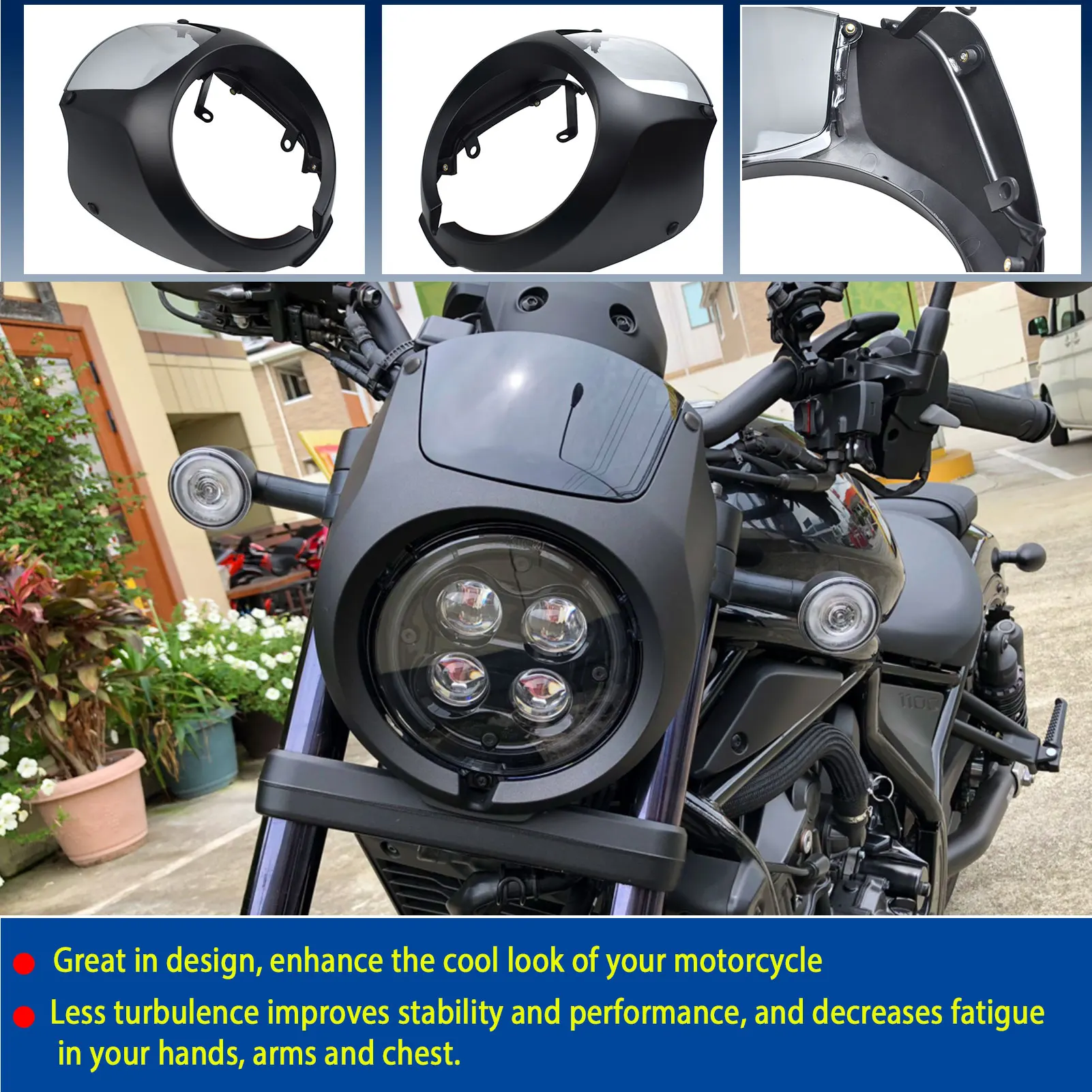 

CMX1100 Headlight Fairing For Honda Rebel CM CMX 1100 2021 2022 2023 2024 Motorcycle Front Head Light Cowl Cover Mask Windshield
