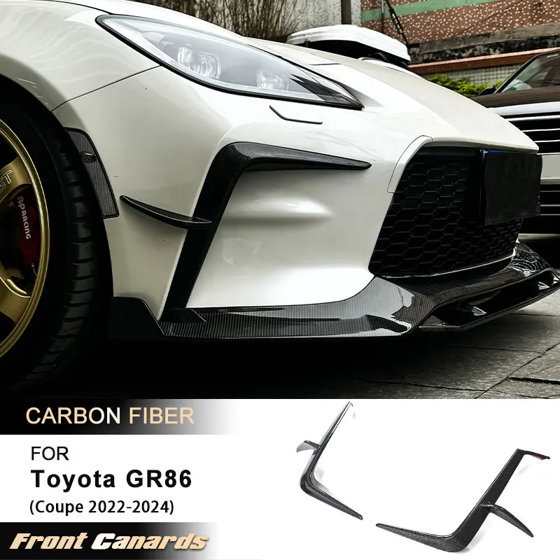 المصد الأمامي للسيارة Canards لسيارة Toyota GR86 كوبيه 2022-2024 سباق المئزر الأمامي الشفاه الخائن اللوحات Canards زعانف ألياف الكربون #1
