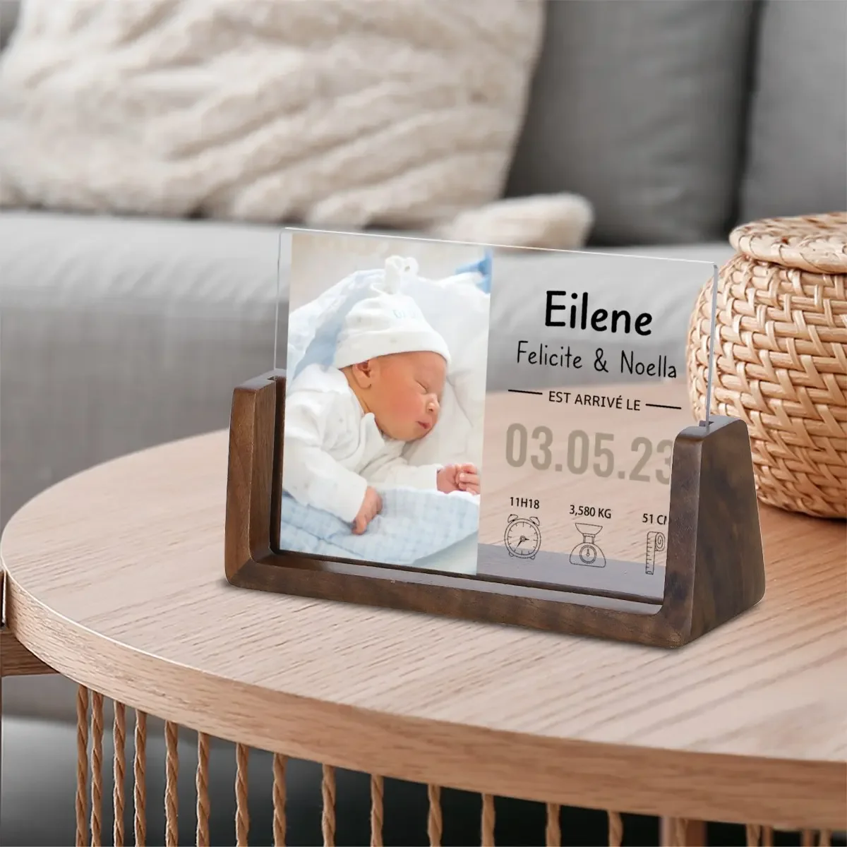 

Personalized Birth Announcement Photo Frame with Stats Nursery Decor Custom Newborn Baby Picture Frame Gift for New Parents