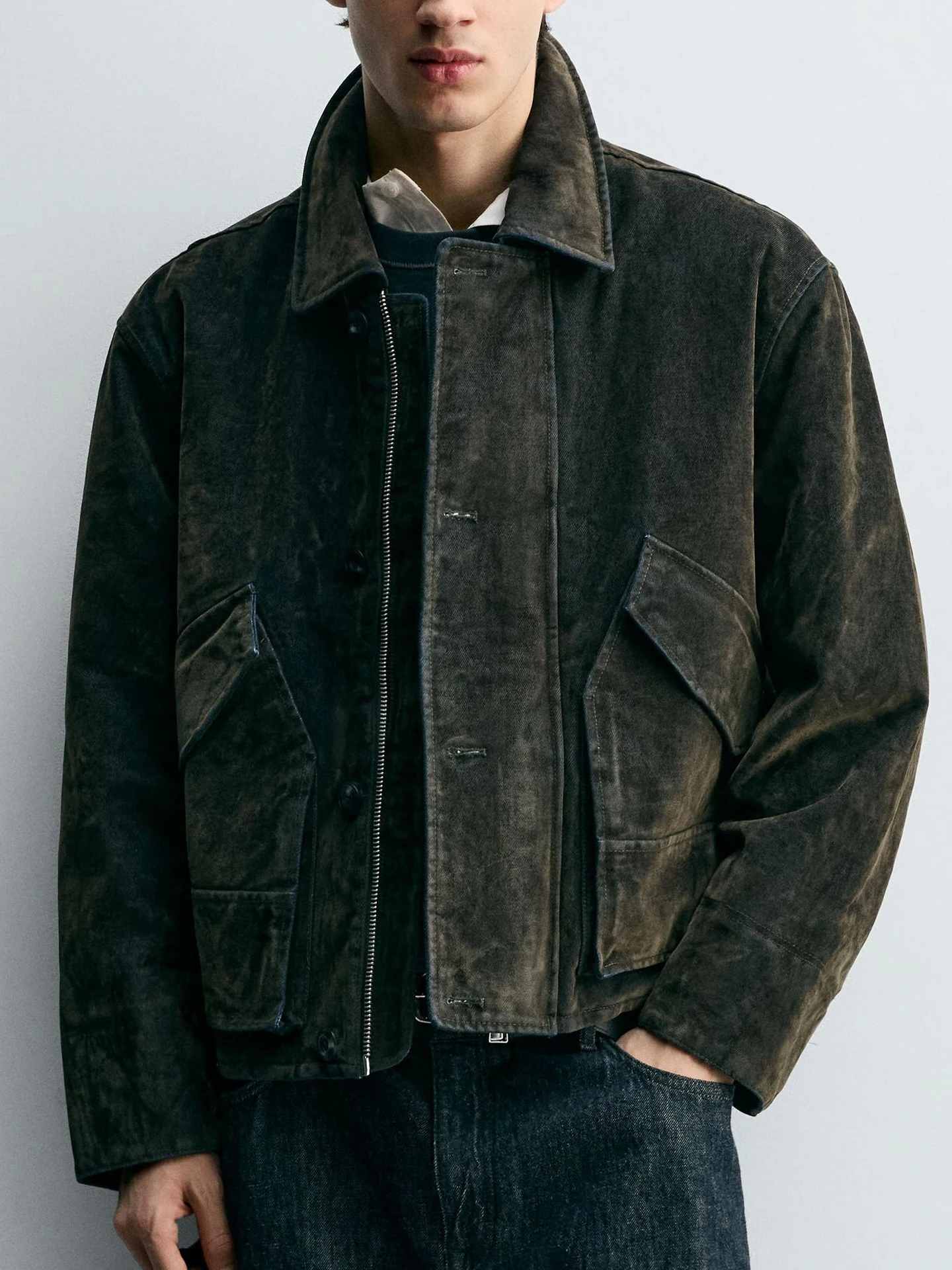 

New Winter Men's Jaet Stand Fit Cotton Flannel Fce Brued Straight Leg Cotton Polyester Fiber Lined Warm Casual Sle