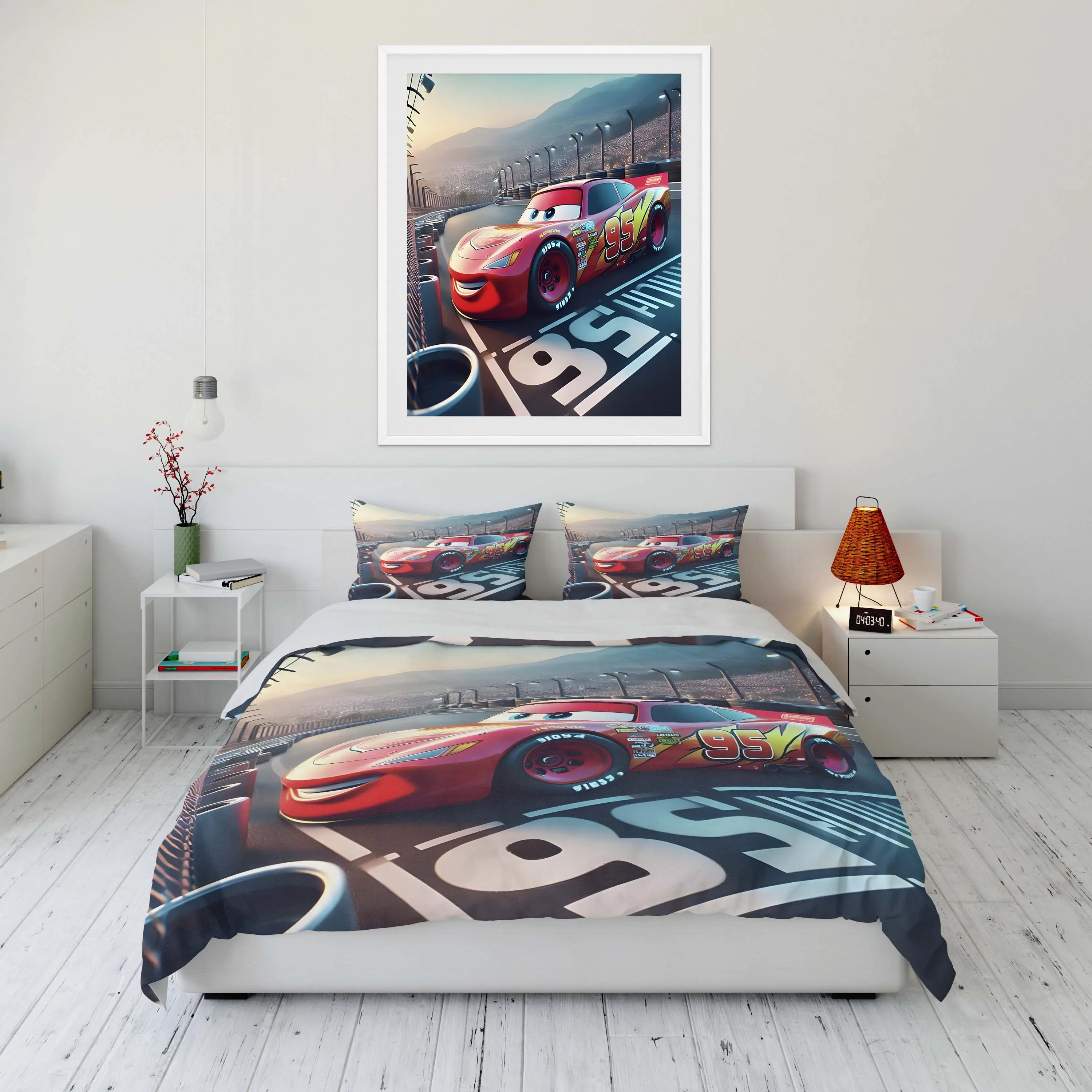 10 Sizes Disney Cars  McQueen Printed Bedding Set Cartoon Microfiber Bed Set Pillowcase Adult Bed Cover Bedroom Bed Set Duvet