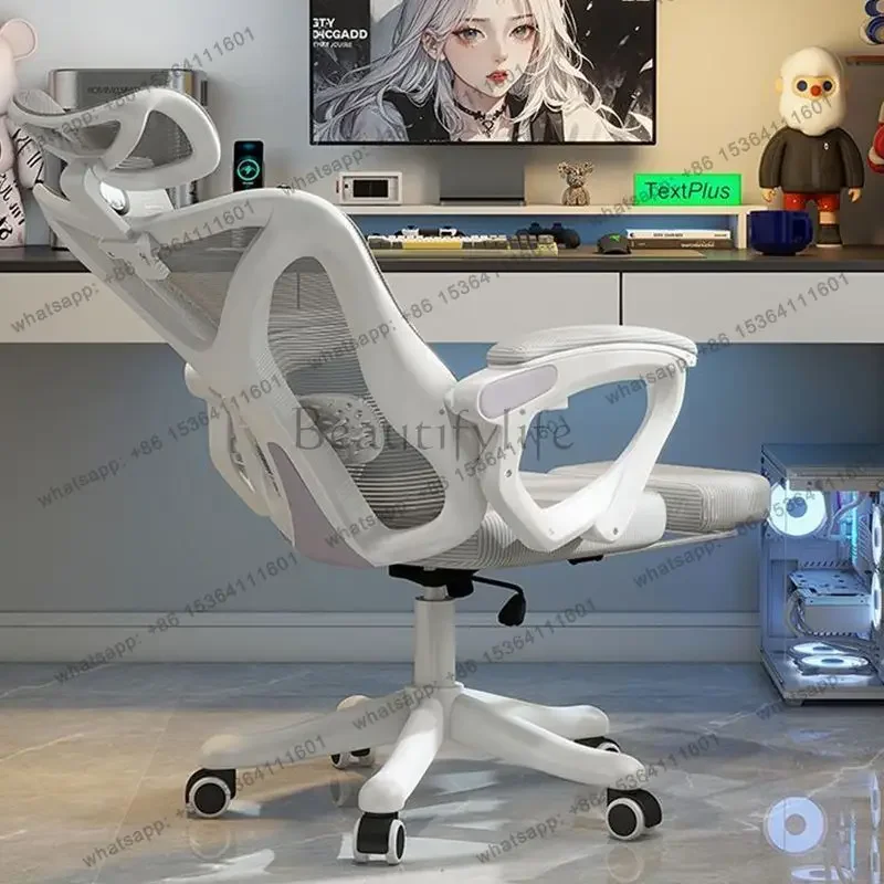 yj9 Modern Comfortable Office Chair Ergonomic Comfortable Recliner Designer Rotatable Armchair Durable White Mesh Muebles Furnit