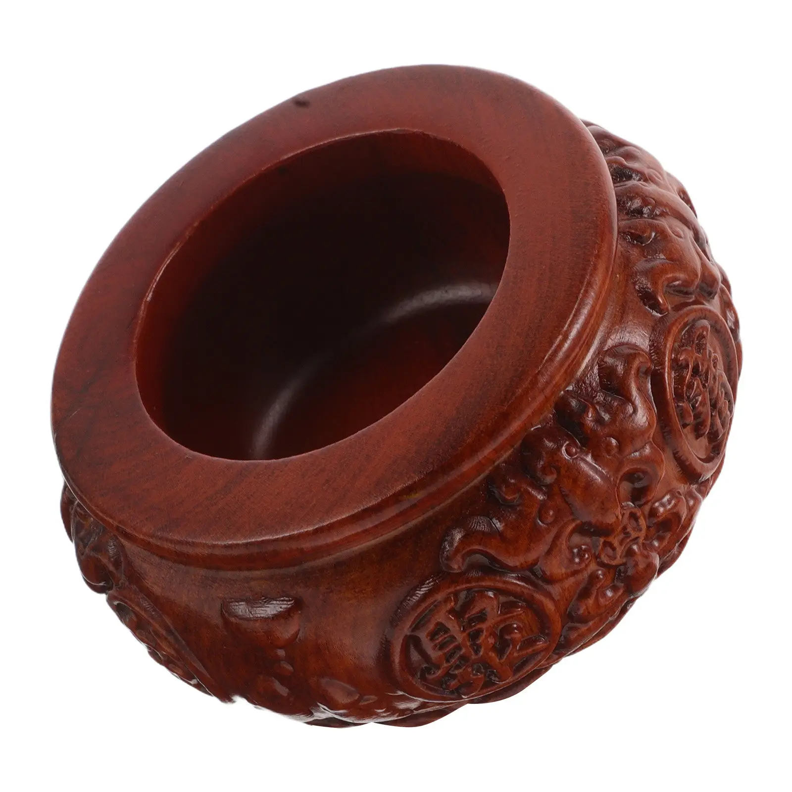 Handcrafted Solid Wood Feng Shui Abundance Bowl Carved Treasure Basin for Wealth Prosperity Good Luck Home Office Decor Feng