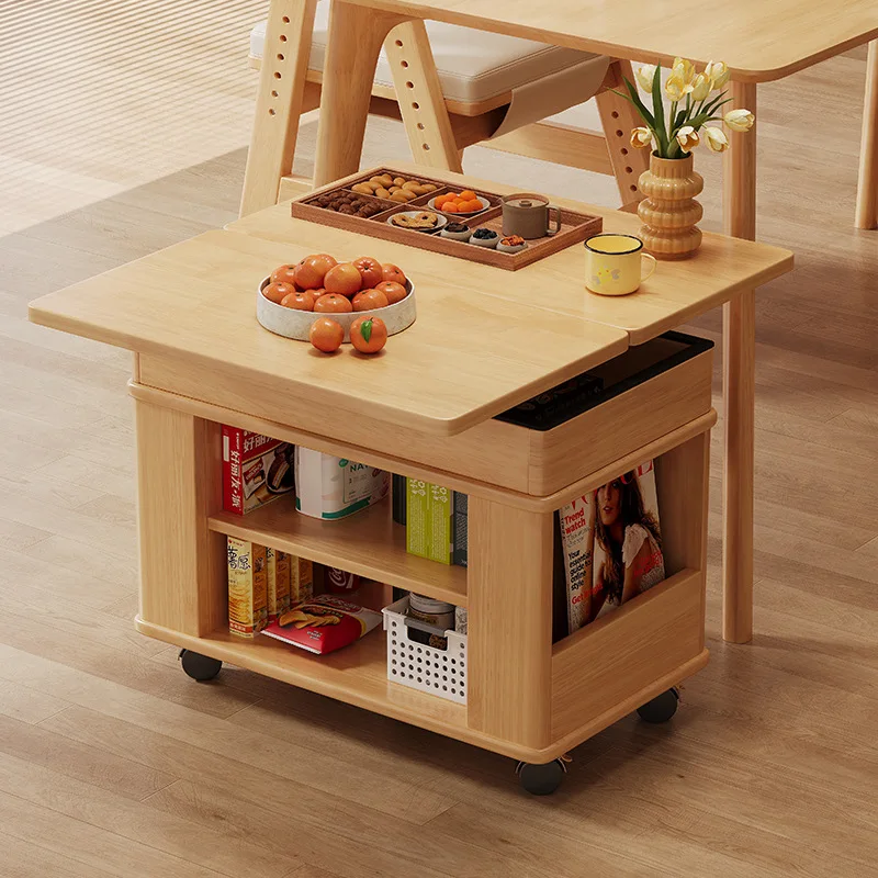 Solid wood folding coffee table tea table can be lifted and lowered small apartment living room household sofa side cabinet can