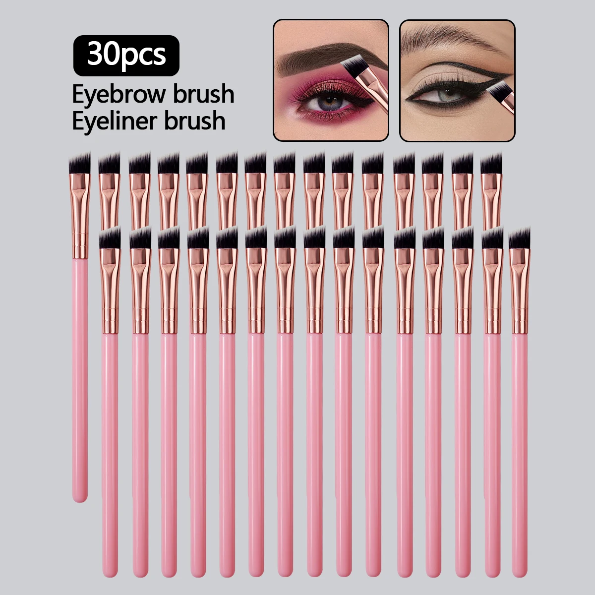 

30PCS ultra-thin blade eyeliner brush, multi-functional slim sleeper brush Flat eyebrow brush Oblique eyebrow cream brush Portab