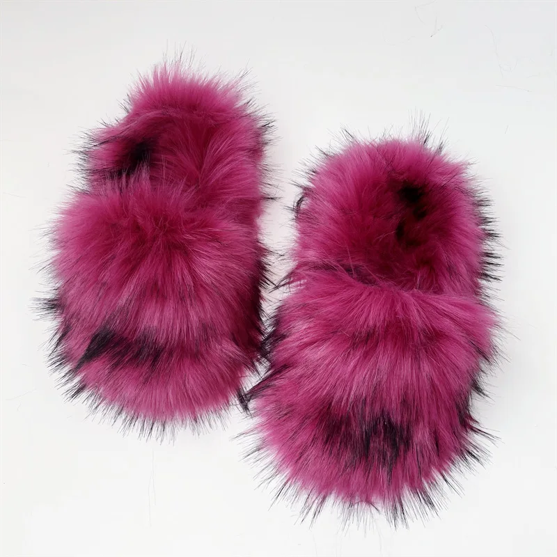 New European and American Crossbody Love Bag Slippers Set Imitation Raccoon Dog Fur Grass Plush Shell Bag Home Shoes