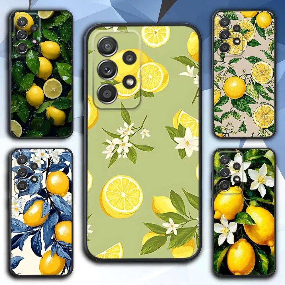 

Fruit lemon Art Painting Phone Case For Samsung S 25,24,23,22,30,21,10,9,Ultra,Plus,Lite,FE,4,5 G Soft Black Case