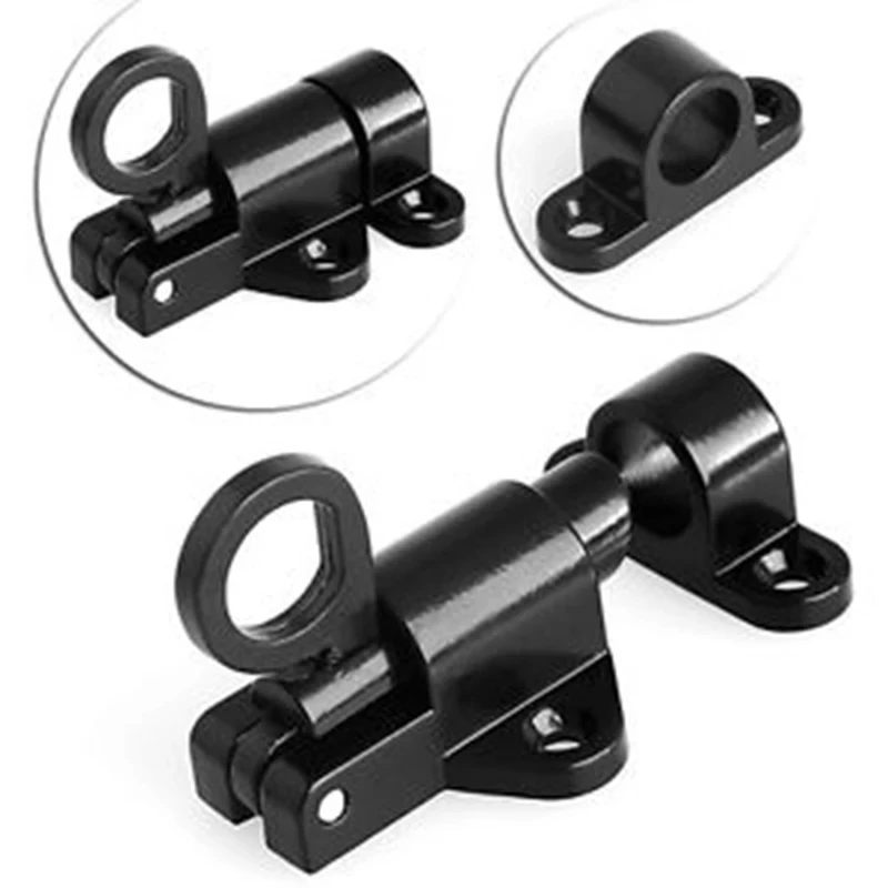 Spring Loaded Window Door Bolt Gate Security Pull Ring Spring Bounce Door Bolt Automatic Latch Bolt Gate Lock Hook Self-Closing