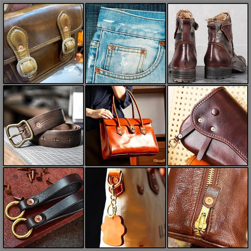 

A96K-50 Sets Copper Rivets Various Leather Rivet Kits For Repairing & Decorating Belts Handbags Wallets Collars Clothing