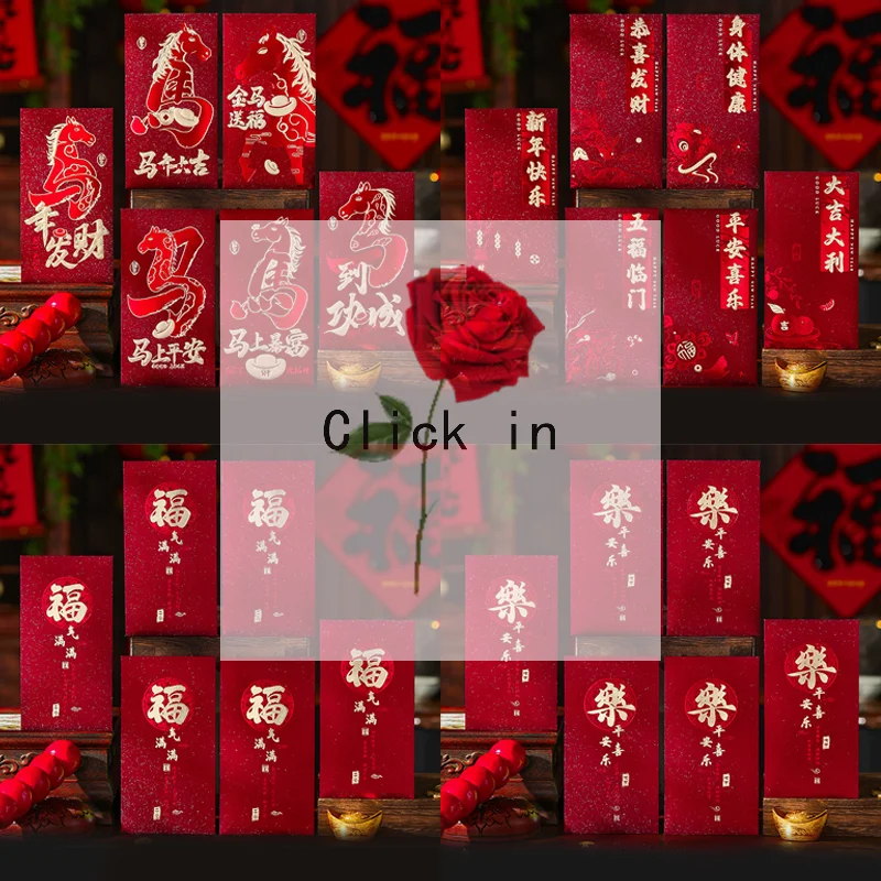 

6Pcs 2026 Chinese Horse Year Red Envelopes Creative Spring Festival Red Packet Cartoon Lucky Money Pockets New Year Gifts