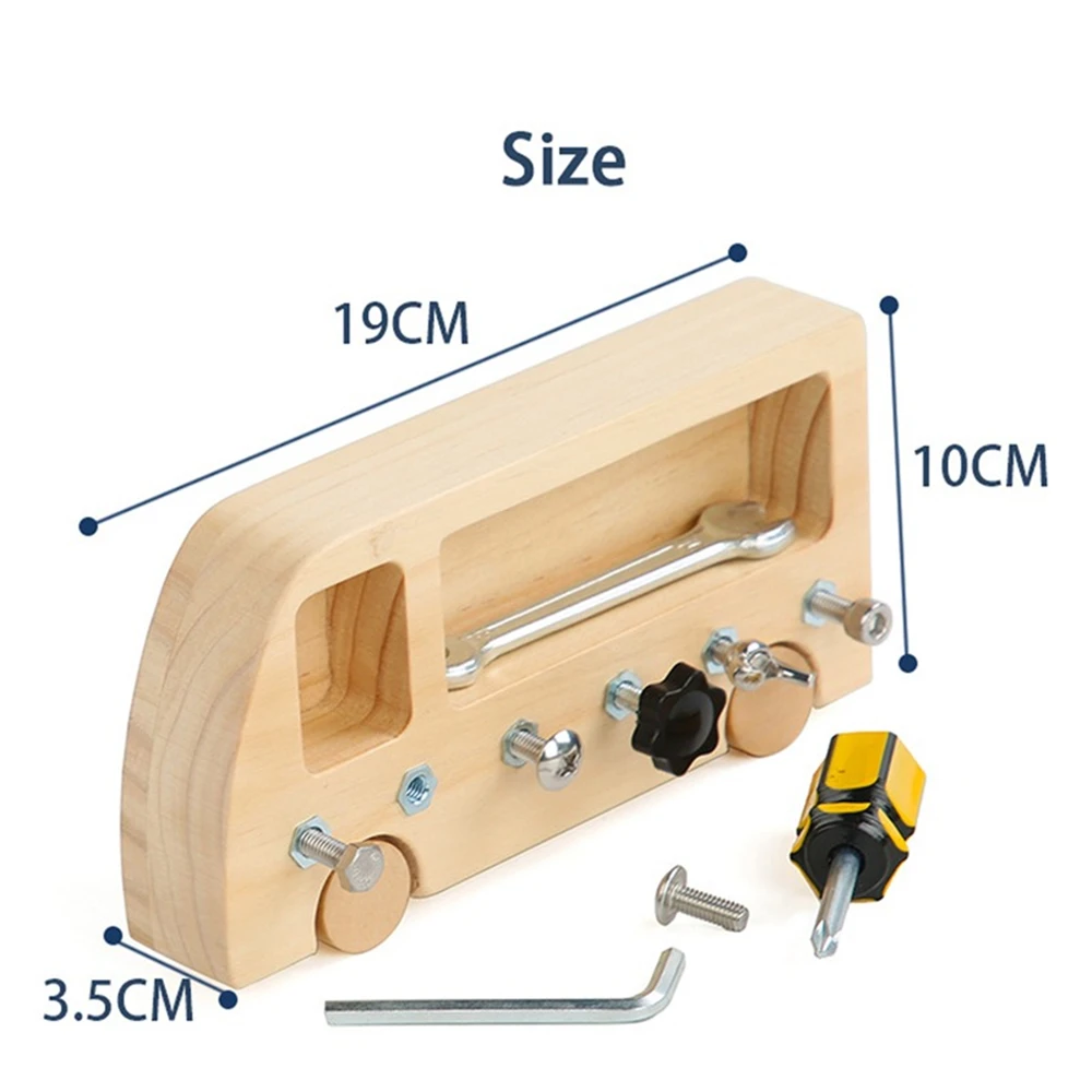 Montessori Busy Toy Busy Bus Wooden Screw Driver Board Basic Skills Game Toys Nuts Screw Bolts Set Gifts Kids Educational Toy