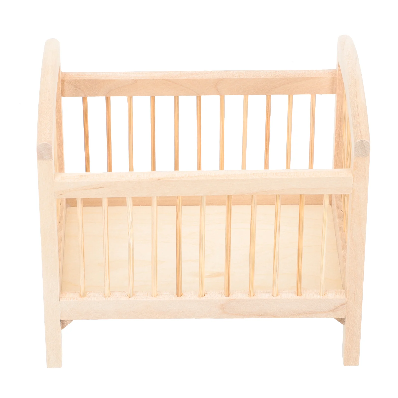 Mini Crib Miniature Wood Crib Figurine Kids Toy Girls Pretend Play Toy miniature ornament miniature bedroom accessory