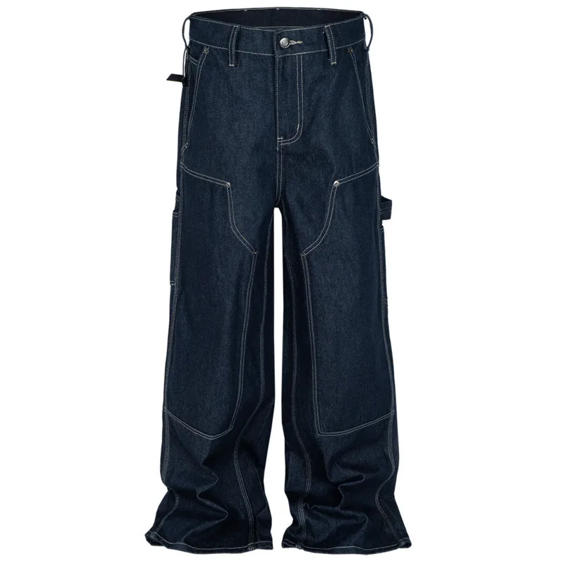 HKSH Primavera Autunno Nuovi Uomini Marea High Street Safari Style Jeans Moda Chic Patchwork Pantaloni in denim Silhouette Originale Ins HK5614