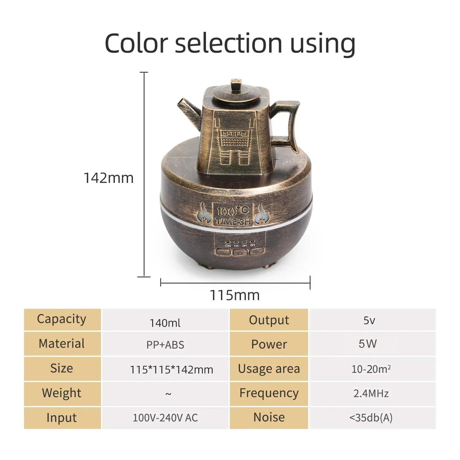 Aroma Diffuser Kettle Automatic Small Humidifier Hotel Air Fresh Essential Oil Timing Colorful Lights Diffuser
