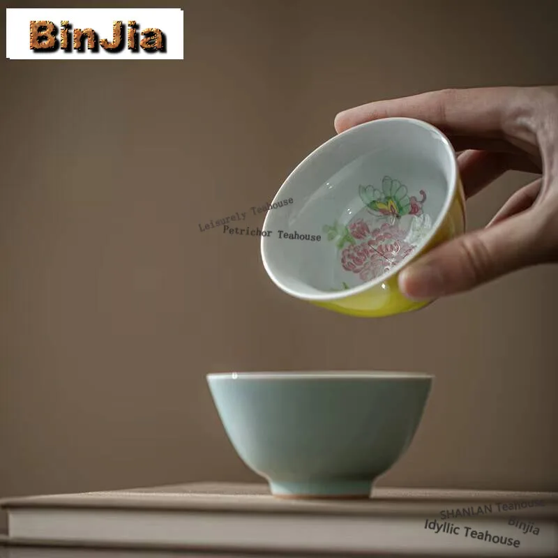 

80 мл ручная роспись цветок бегонии чайная чашка ручной работы с широким горлышком мастер-чашка японская керамическая чаша для чая Чашань кунг-фу чайный сервиз подарки