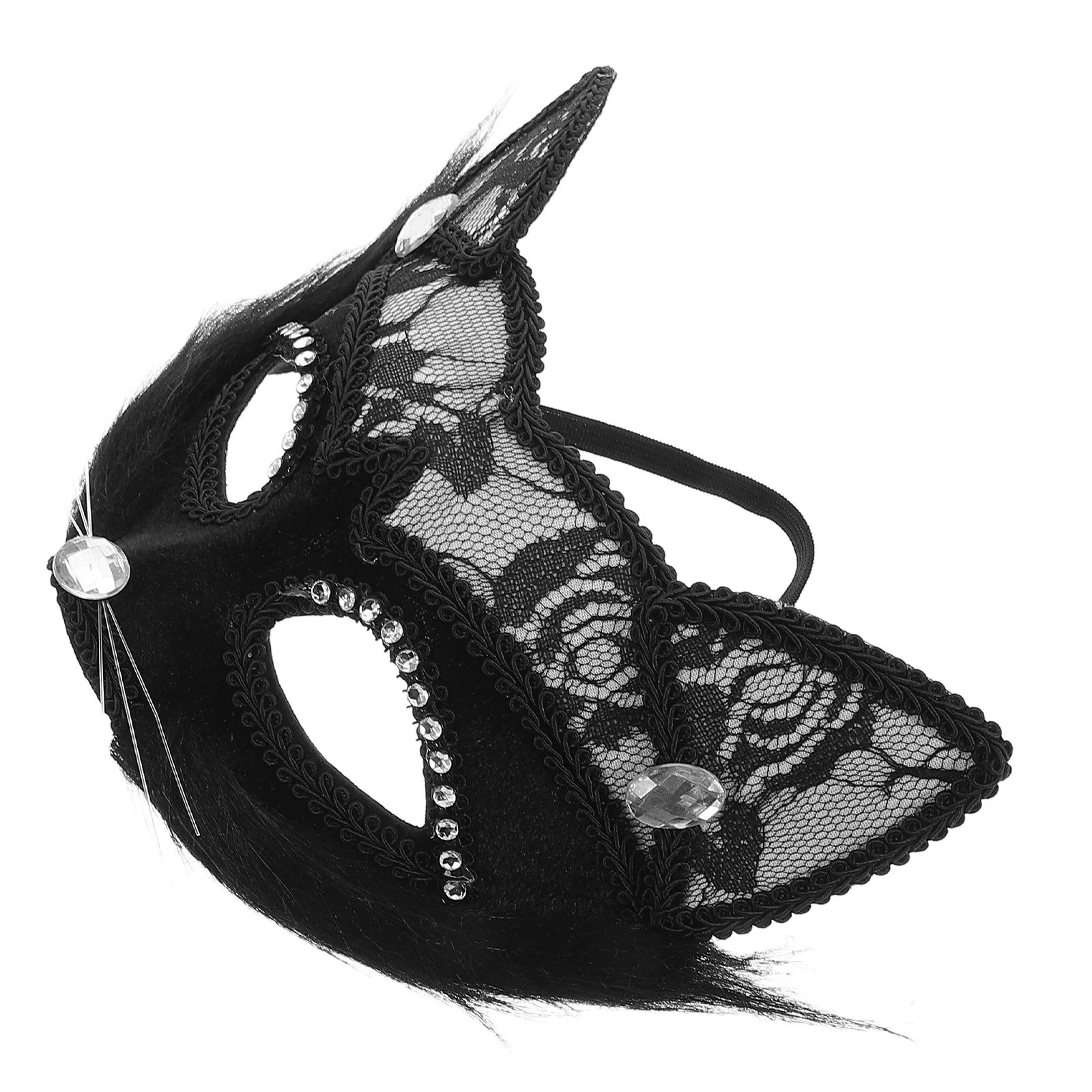 Máscara de gato de encaje negro para hombres y mujeres, mascarada, disfraz de Halloween, máscara facial para fiesta, accesorios para festivales, máscaras de disfraz para adultos
