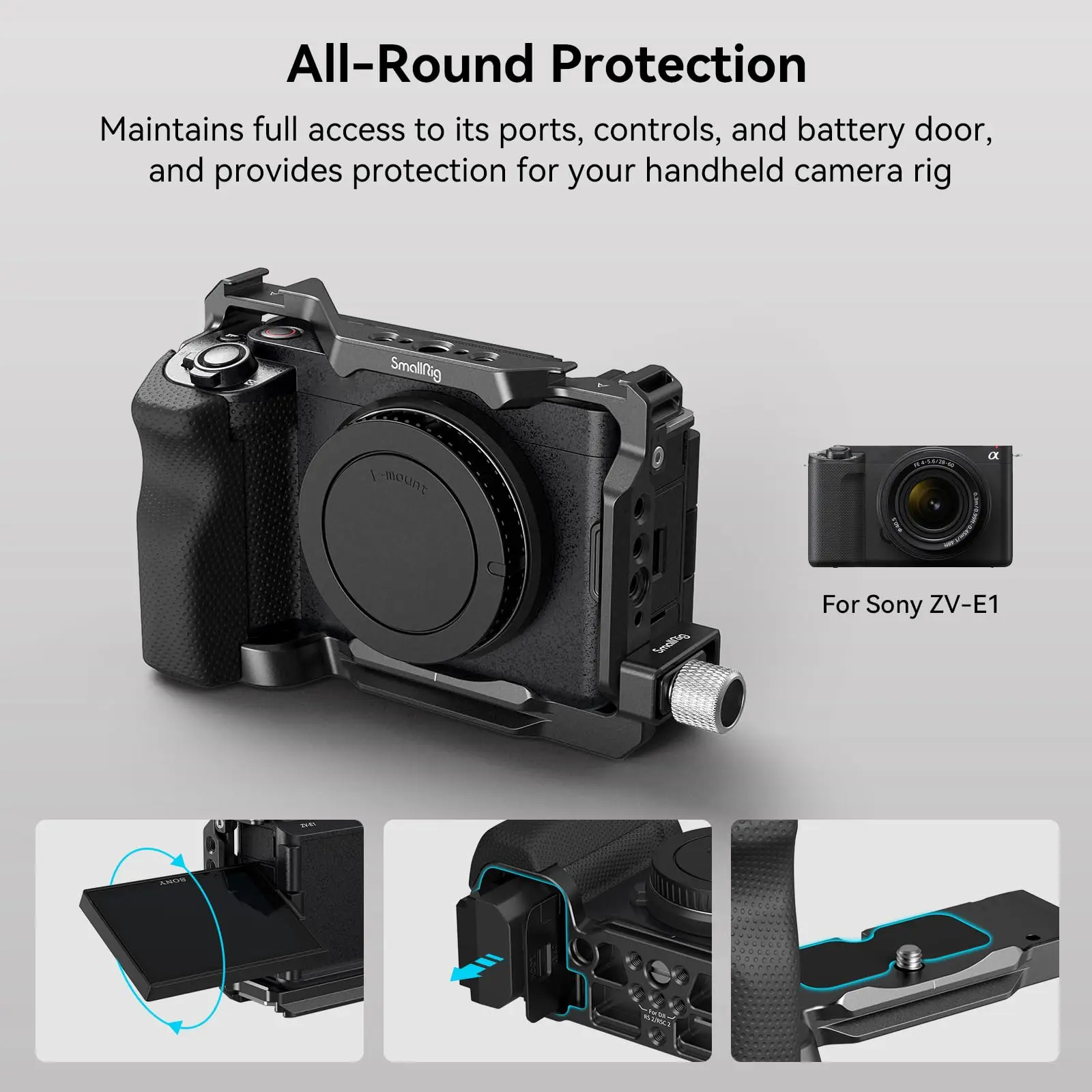 SmallRig ZV-E1 Cage Kit with Silicone Grip & Cable Clamp for Case 
