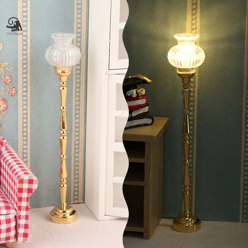 

1/12 Dollhouse Miniature Floor Lamp Flower Shape LED Lamp Model Doll Home Lamp Furniture Decoration Toy Micro Scene Ornament