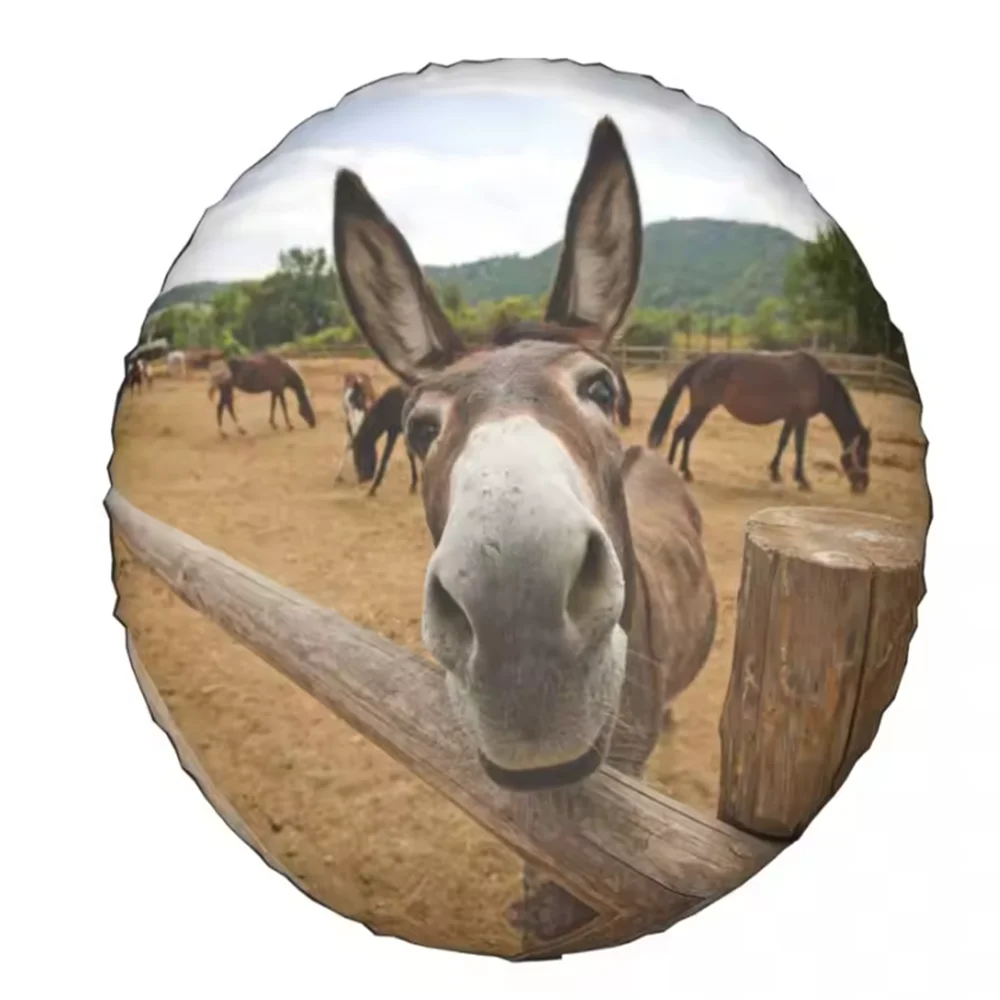 

1 X Car Style Pu Leather Spare Tire Cover Funny Donkey Horse Cat For Suzuki Mitsubishi Back Wheel Storage Bag Protector Covers