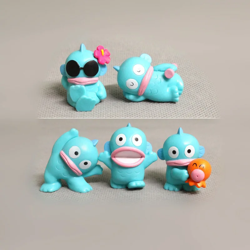 5Pcs Sanrio Cute Hangyodon Anime Figure Model PVC Action Figurine Decor Cartoon Kawaii Collection Ornament Toys Birthday Gift