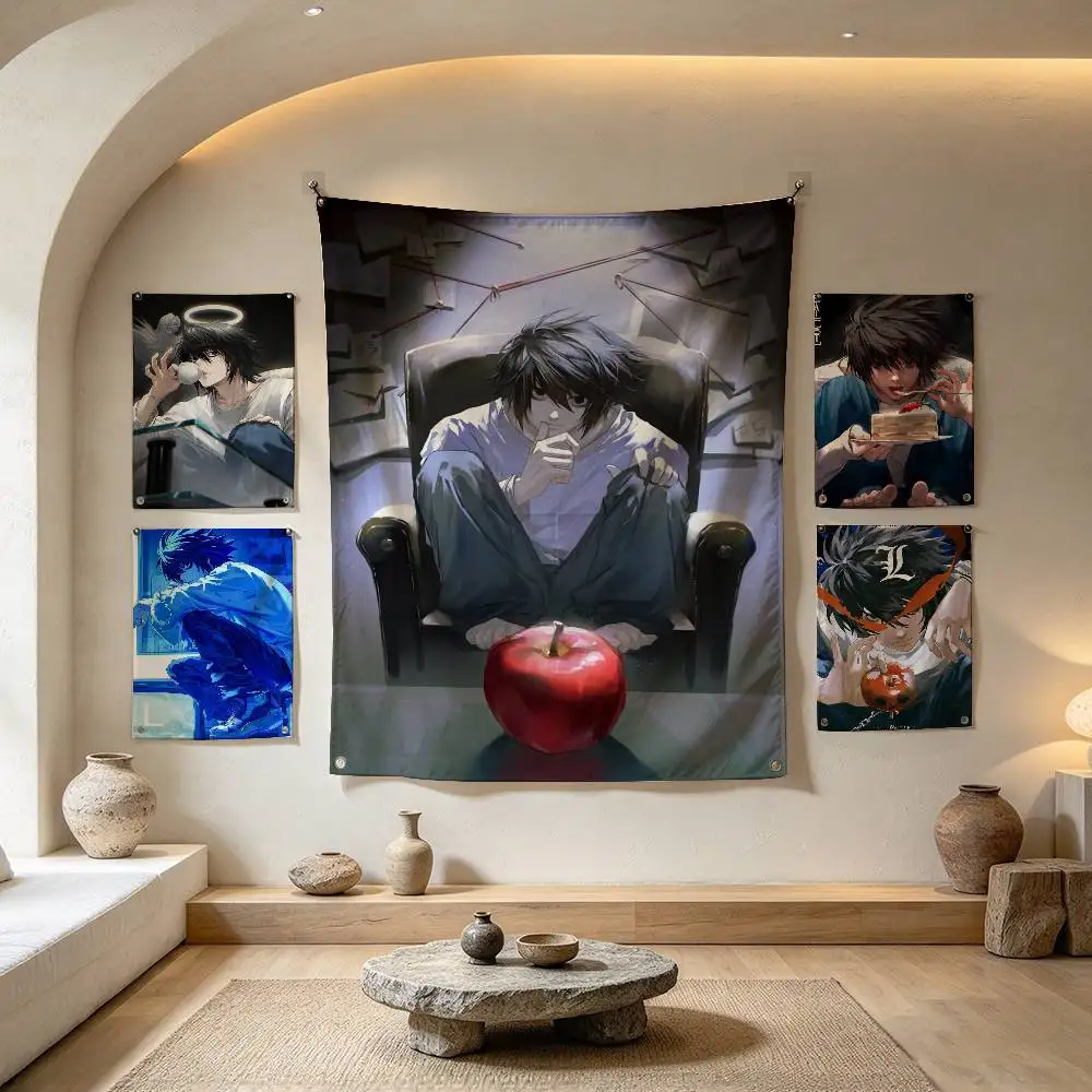 Anime D-Death Note L-Lawliet  Flag Suitable For Party Club Outdoor Interior Wall Decoration Banner Fans Gift