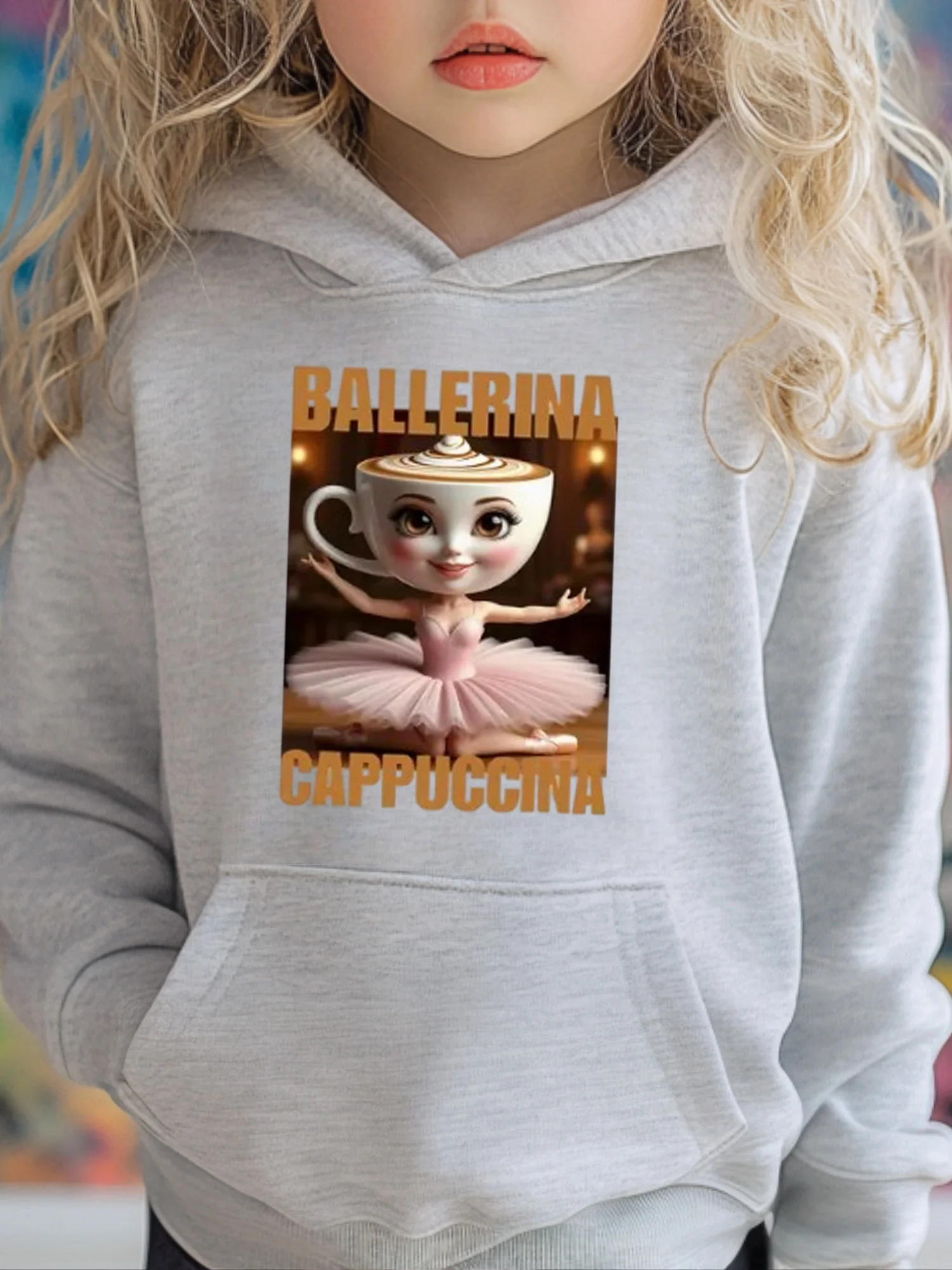 CAPPUCCINA BALLERINA café y bailarina niñas niños Casual manga larga sudaderas con capucha otoño e invierno jersey chico Tops