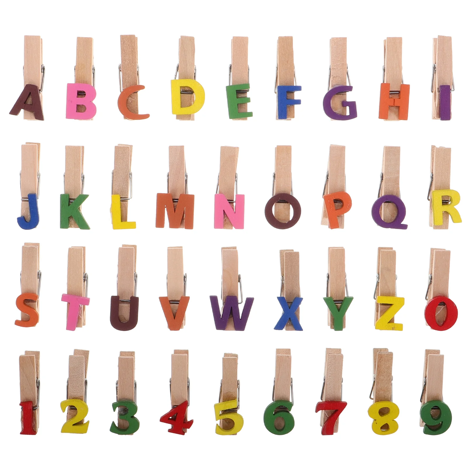 35 Pcs Whisk Alphanumeric Clip Wood Clips Heavy Mini Close Pins Clothes for Baby Shower Small Clothespins Classroom