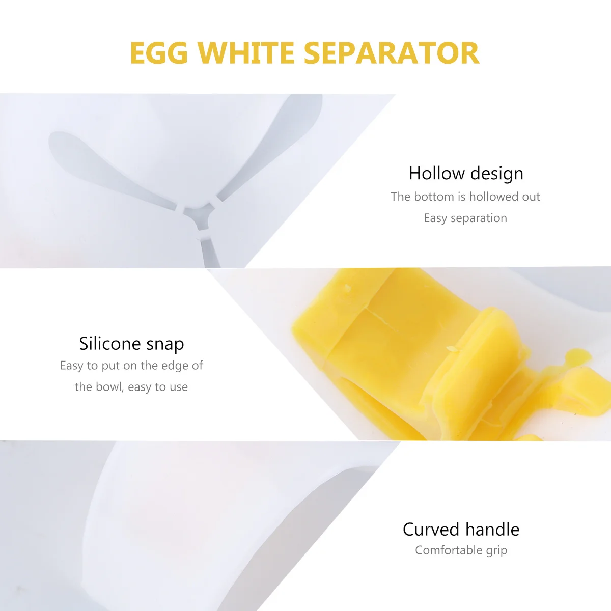 

1Pcs Egg Separator Premium PP Plastic Kitchen Cooking Gadget Yolk Divider Silicone Buckle Egg White Sifter Separator