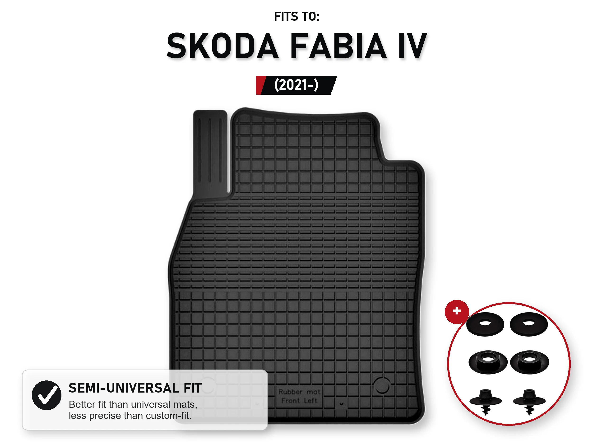 Tapijt voor bestuurdersbak voor: Skoda Fabia Iv 2021- Hatchback met stoppers