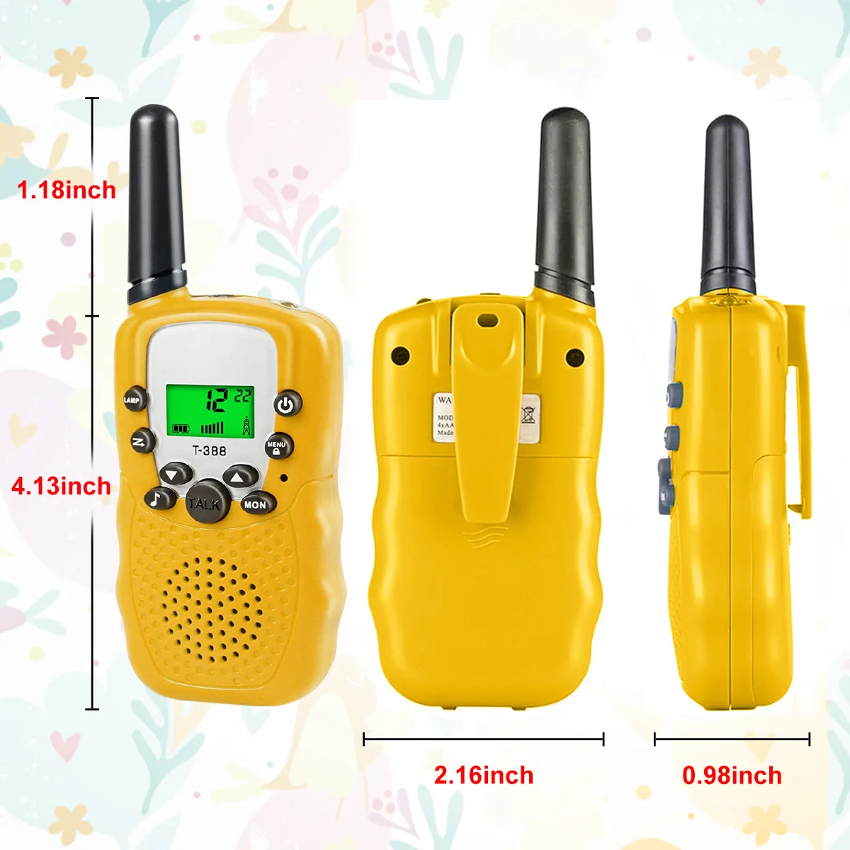 Walkie Talkie anak-anak, mainan Walkie Talkie jangkauan 3 mil hadiah Natal, cocok untuk Children3-12Years usia 2 pak, Walkie Talkie anak-anak