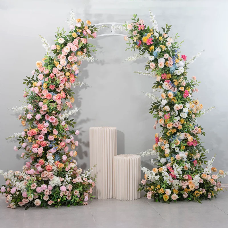 

Guangqianfeng's new Monet garden style horn and croissant flower arrangement wedding stage background decoration simulated flowe