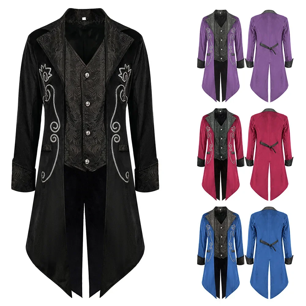 

Halloween Embroidered Gothic Victorian Vintage Jacket Renaissance Costume For Men Xmas Steampunk Tailcoat Medieval Frock Coat