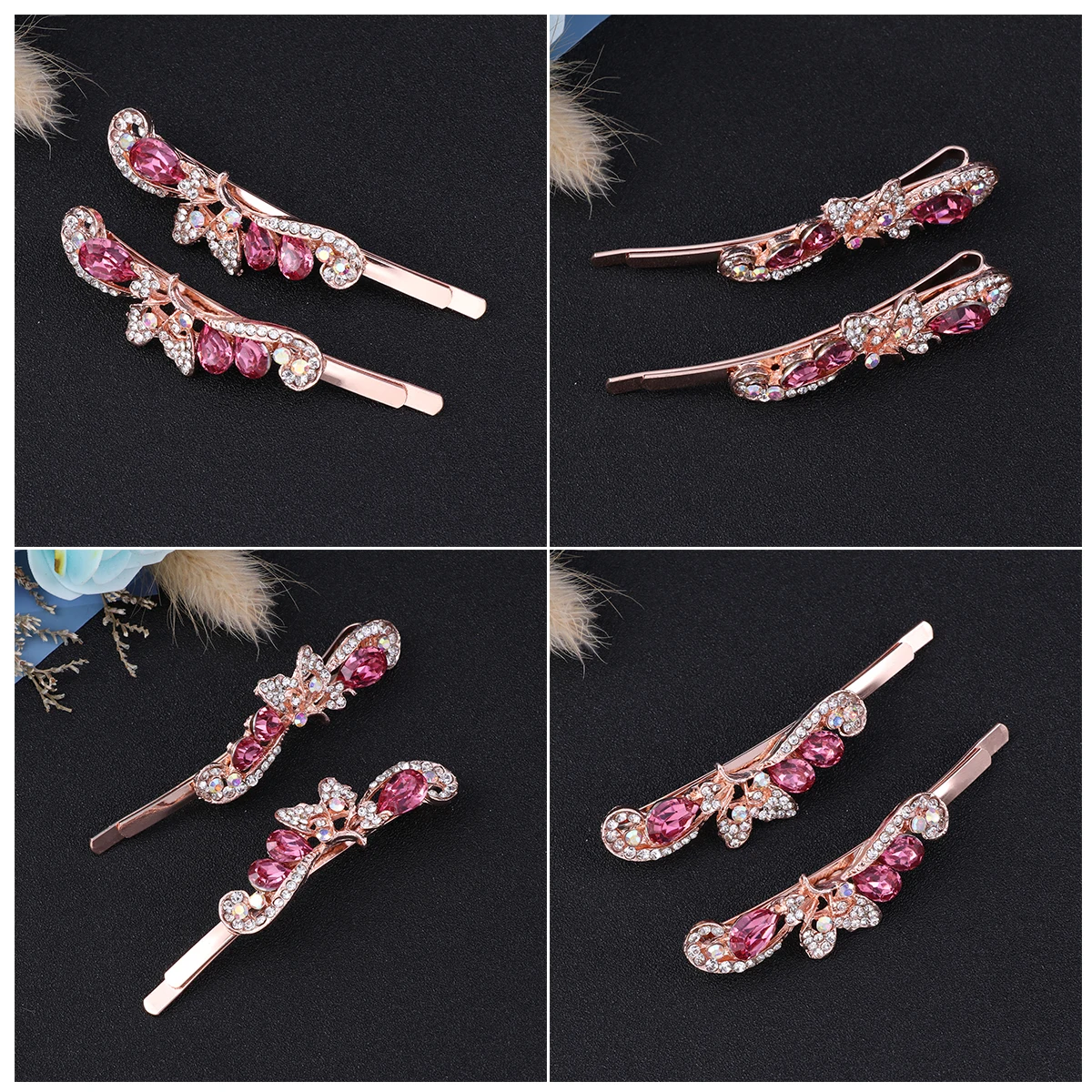 

2PCS Butterfly Hairpins Set Crystal Barrettes Elegant Hair Accessories Ornaments Bridal Gifts Styling Aid Hairclip