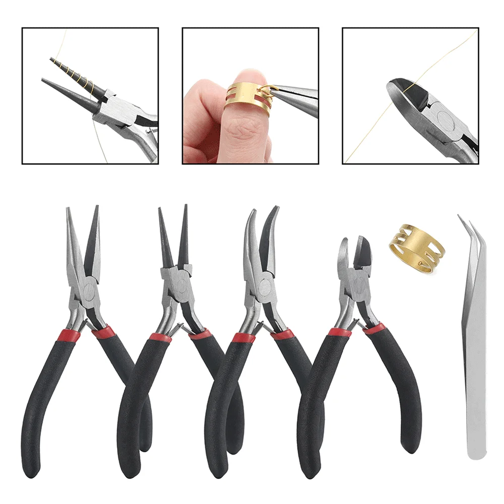 

6pcs/Set Jewelry Pliers Tools Kit with Open Rings Needle Nose Pliers/Chain Nose Pliers for Cutting Jewelry Making Repair Tool