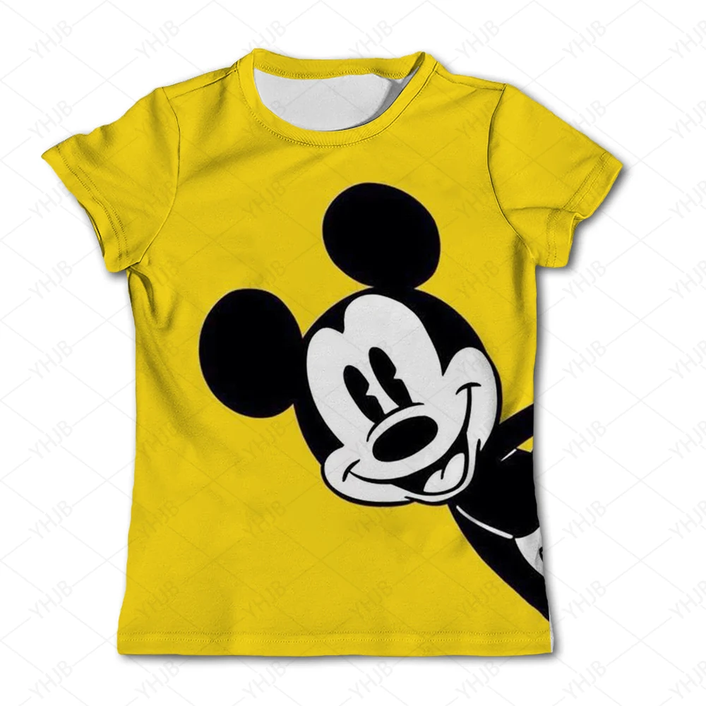 Camiseta de Disney para niños y niñas, ropa de calle de manga corta, Minnie, Mickey Mouse, navidad