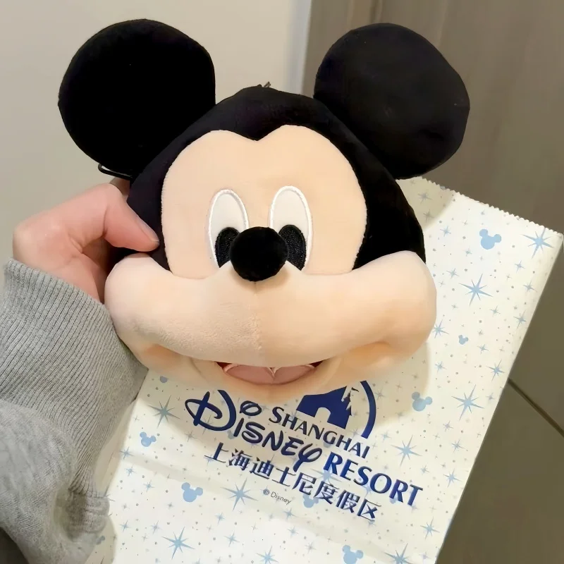 디즈니 미키 젤 코인 플러시 장난감 지갑 만화 애니메이션 귀여운 미니 지갑 휴대용 펜던트 키체인 돈 가방 선물 장식