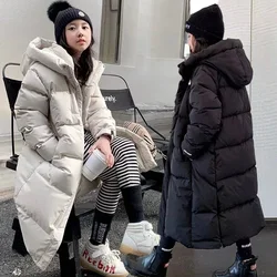 Ropa de invierno para niñas, Parkas largas gruesas y cálidas, chaqueta informal con capucha a la moda, prendas de vestir exteriores para niños de 10, 12 y 13 años, abrigos para niños adolescentes