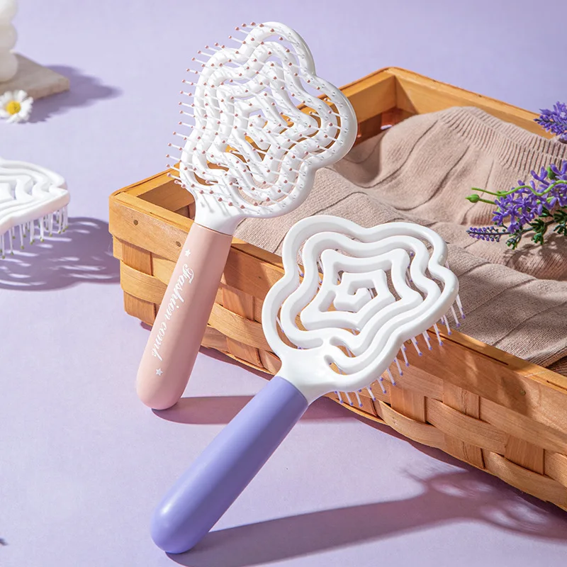 Hollow Out Pentagram Shaped Hair Comb Anti Static Scalp Massage Comb Salon Hairdressing Special Tools Exquisite Gifts for Girl