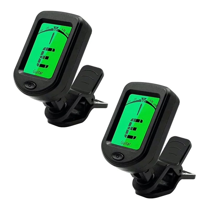 

Professional Clip-On Guitar Tuner for Acoustic/Electric Guitar, Ukulele, Violin, Bass,& Chromatic Tuning Modes (2 Pack)