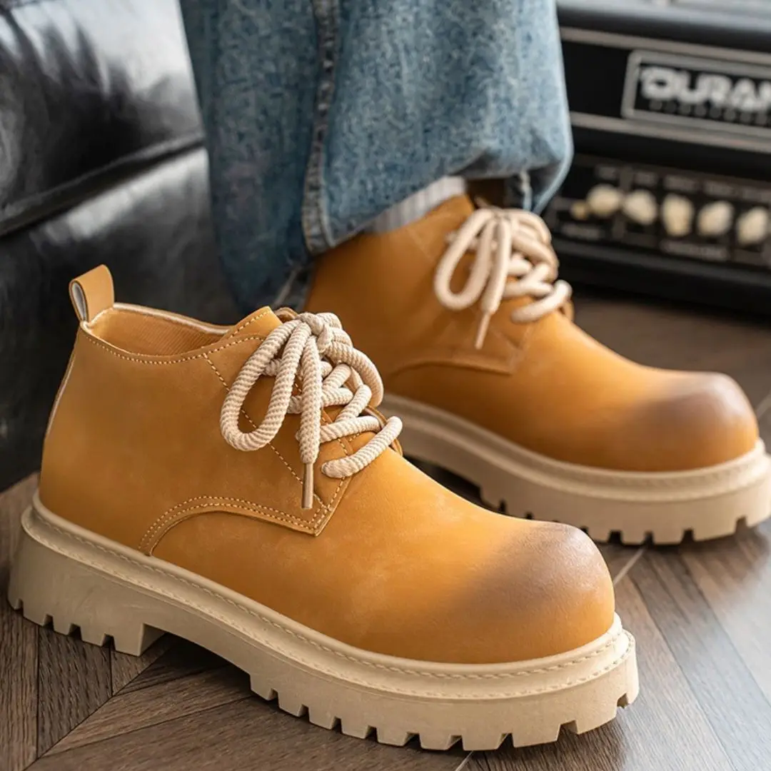 

Big-head Retro Thick-soled Men's Casual Shoes Trend Lace Up Men Chunky Sneakers Fashion Outdoor Workwear Shoes