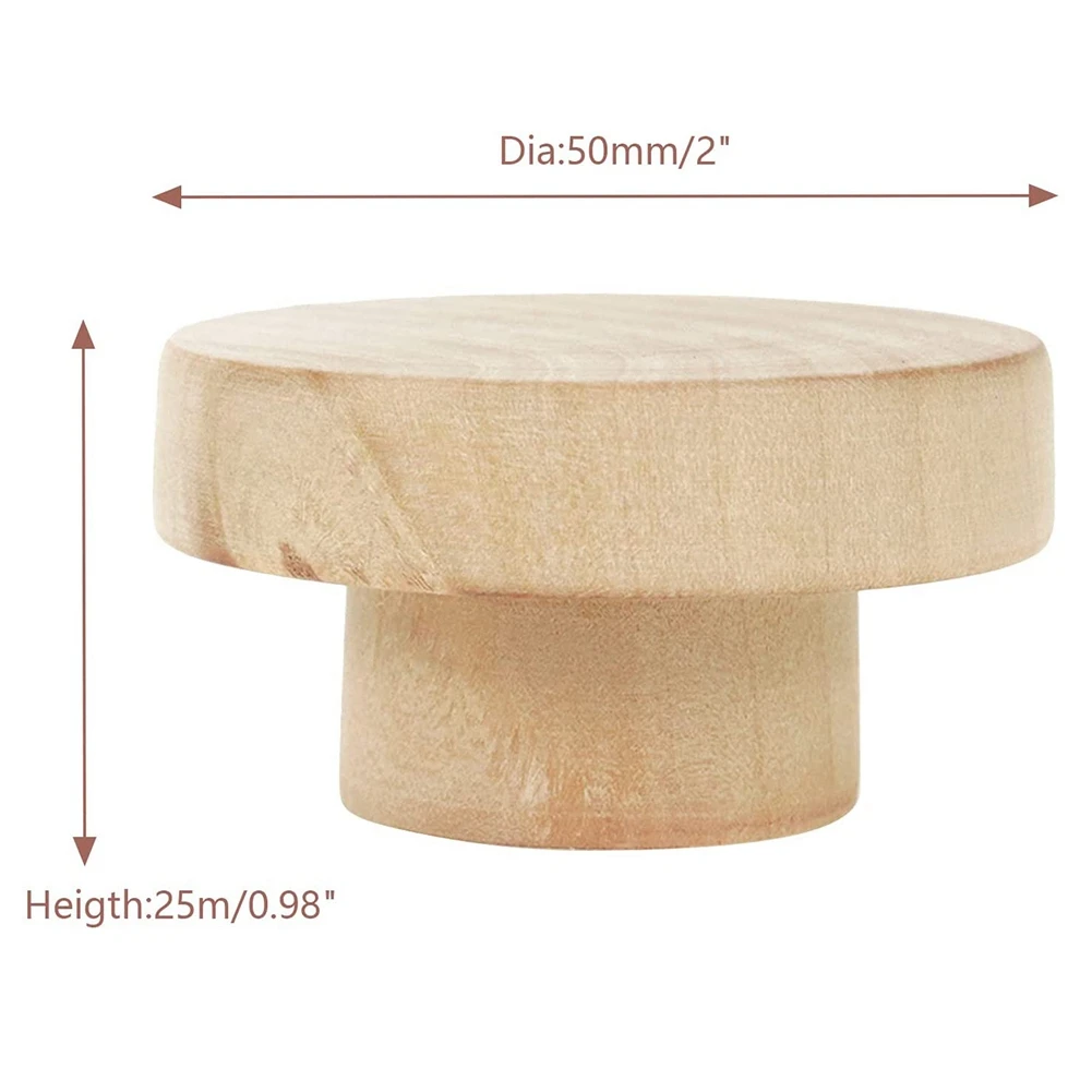 ABGH-Round Unfinished Wood Drawer Knobs Dia Wood Furniture Cabinet Dresser Pulls