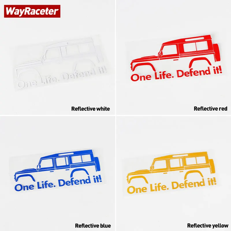 Reflective One Life Defend It Graphics Vinyl Decal Window Body Sticker For Land Rover Defender 90 110 2023 2024 L663 Accessories