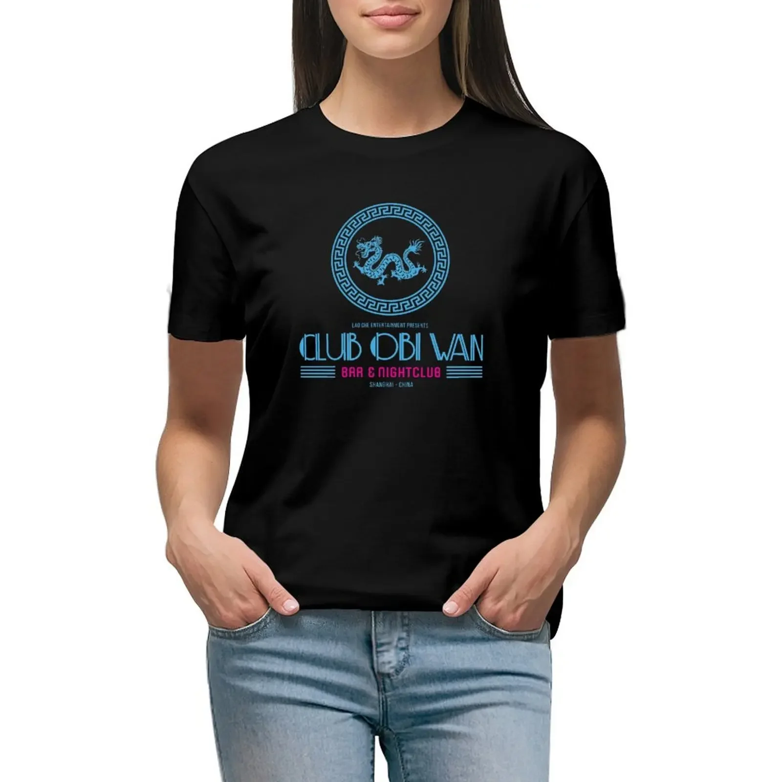 

Obi Wan Bar & Nightclub T-Shirt summer top quick-drying tops animal print shirt for girls t-shirts for Women loose fit