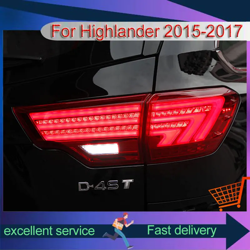 Car Styling For Toyota 2015-2021 Highlander Taillight Upgrade DRL Rear Lamp LED Dynamics Turn Signals Brake Auto Accessories