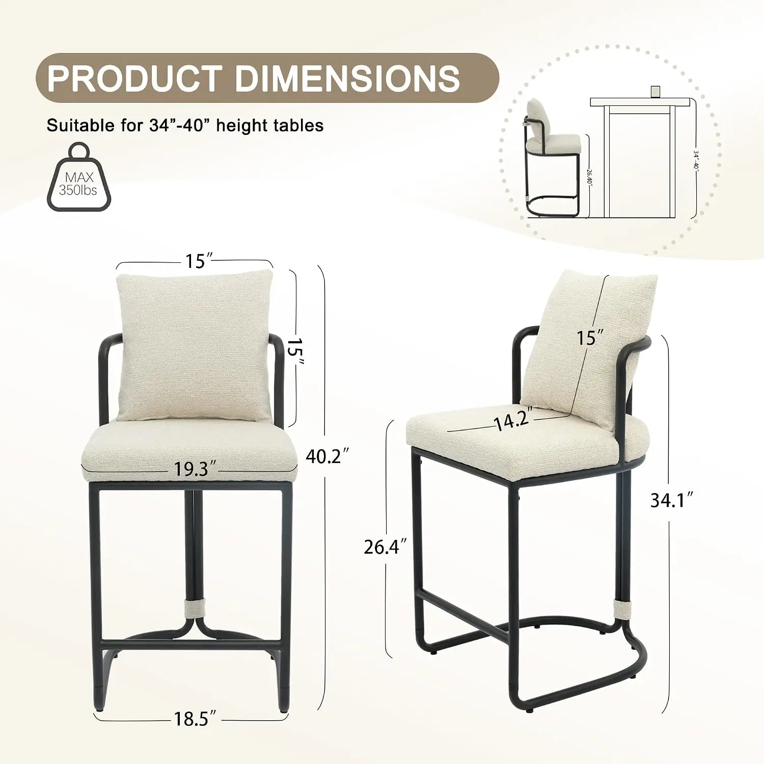 Modern Counter Bar Stools 6pcs, 26