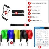 11 Pieces Yoga Resistance Bands Set Power Rubber Elastic Tube Expander Home Gym Fitness Workout Exerciser Strength Pull Up Ropes