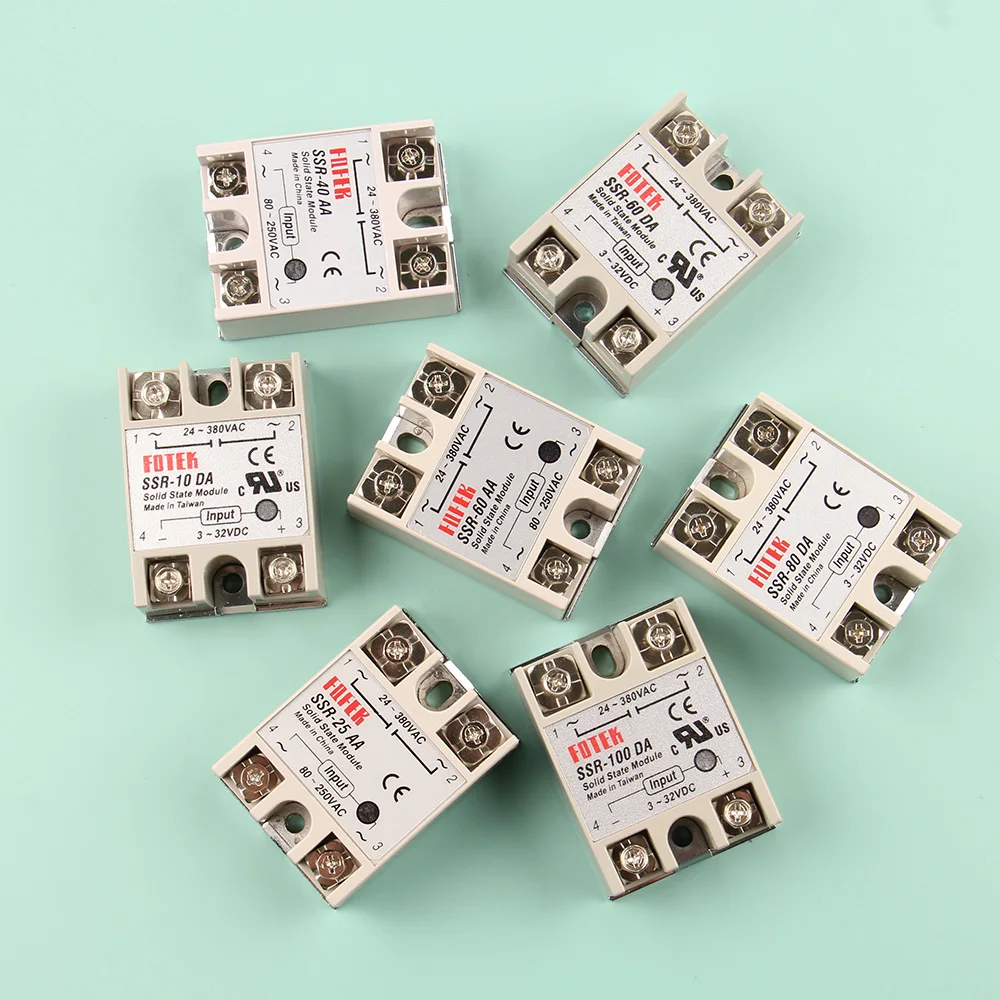 Solid State Relay Module SSR 10A 25A 40A 60A 80A 100A Terminal Control SSR-25DA SSR-40DA SSR-40AA SSR-60DA SSR-60AA  SSR-80DA